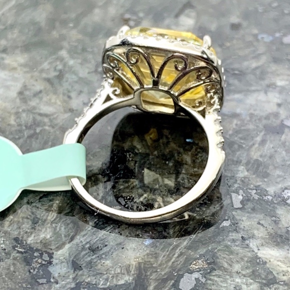 925 STERLING SILVER & YELLOW CZ COCKTAIL RING - Picture 3 of 8